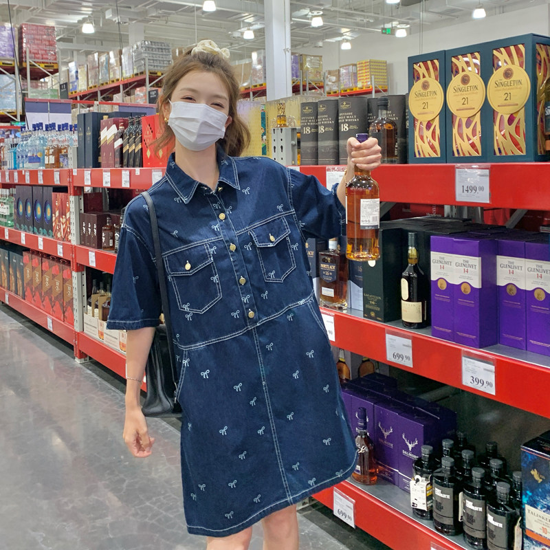 现货2026新款夏装休闲时尚牛仔印花连衣裙女潮182-8568-P125K188,女装连衣裙,帛香坊