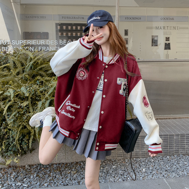 美式复古贴标撞色短外套2026秋季新款182-8661-P140-K198,女装短外套,帛香坊