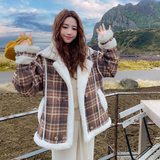 2025新款格纹皮毛一体复合加厚外套格纹皮毛一体182-8678P195K268，女装皮草，帛香坊