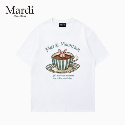 官方授权 Mardi Mountain韩国正品2026春夏款黑白纯棉短袖女t恤