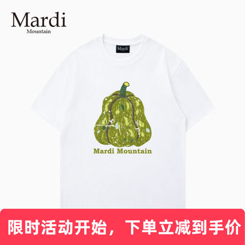 官方授权 Mardi Mountain韩国正品2026春夏款黑白纯棉短袖女t恤