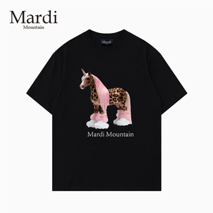 官方授权 Mardi Mountain韩国正品2026宽松型T恤男女短袖马年限定