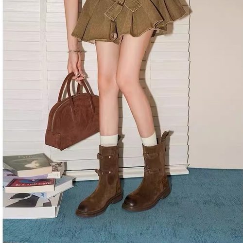 美拉德机车短靴女显瘦