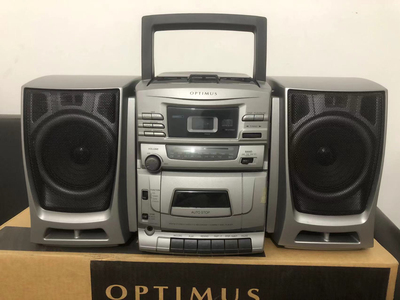 美国OPTIMUS多功能CD磁带机家用卡座CD组合音响FM收音机复古款式