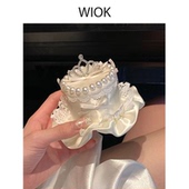 甜心可爱少女 生日part 蛋糕发夹蕾丝花边侧戴鸭嘴夹皇冠珍珠发饰