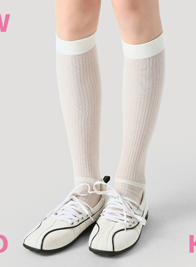 WIOK 白色小腿袜女薄款春夏芭蕾风超薄透气日系学生长筒袜
