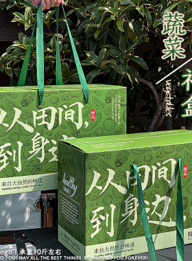 通用蔬菜包装盒空盒8-10斤装青菜黄瓜土豆绿色果蔬农产品手提礼盒