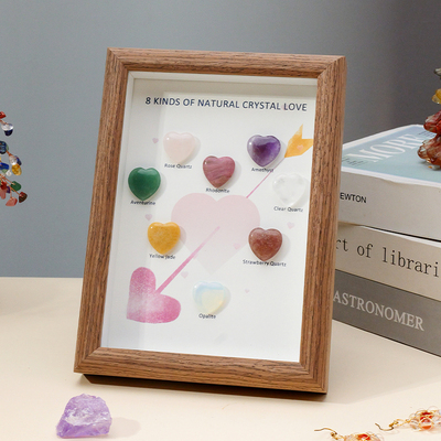 天然水晶爱心原石相框