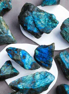 天然拉长石原石摆件灰月光石水晶矿石标本香薰扩香石鱼缸花盆造景