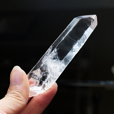 天然白水晶柱单晶体原石摆件