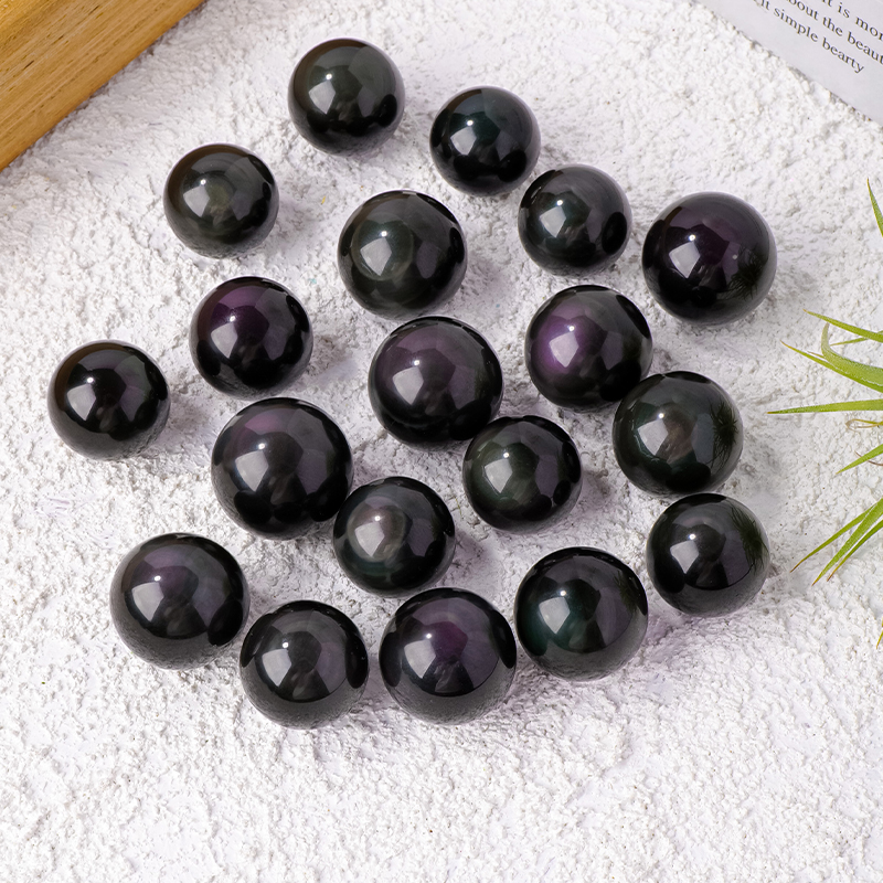 天然彩眼黑曜石球水晶原石