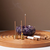 天然水晶碎石滴胶莲花聚宝盆摆件消磁碗香插底座树脂工艺品摆件