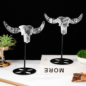 天然白水晶牛头摆件牛气冲天家居装 饰办公室桌面招财好寓意摆件