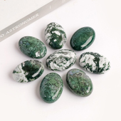 天然水晶水草玛瑙椭圆手把件原石矿标打磨家居装 饰水晶工艺品摆件