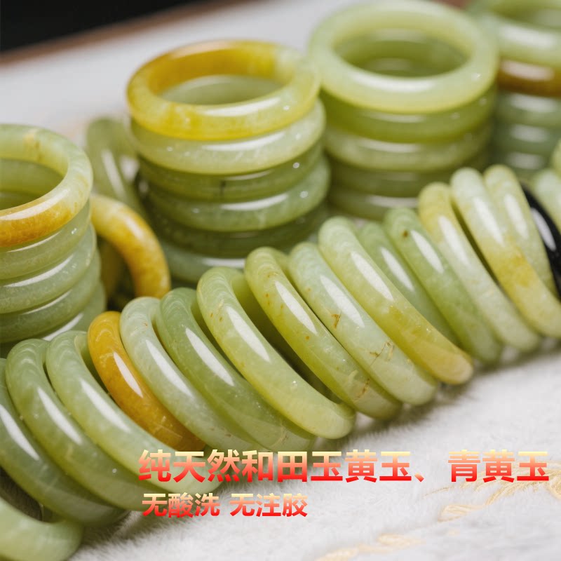 新疆和田玉黄玉圆条手镯若羌黄口糖青黄玉镯子天然高级感正品玉镯