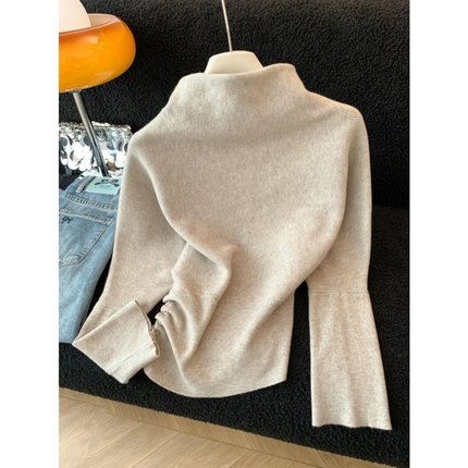 韩系不规则修身显瘦半高领针织衫女秋冬2025新款保暖内搭长袖上衣