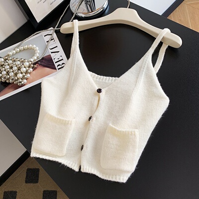 小个子开衫v领针织马甲背心女