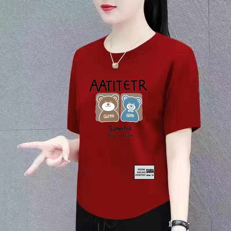 清仓妈妈装中老年短袖t恤女宽松大码体桖衫韩版百搭显瘦上衣潮丅
