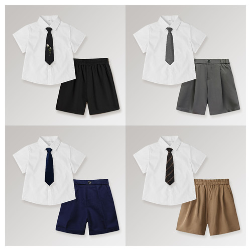 男童礼服儿童夏季短袖衬衫短裤宝宝周岁六一演出服幼儿园毕业典礼