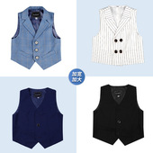 礼服 条纹马夹内搭加肥加大男童表演衬衫 儿童格子胖童西装 马甲韩版