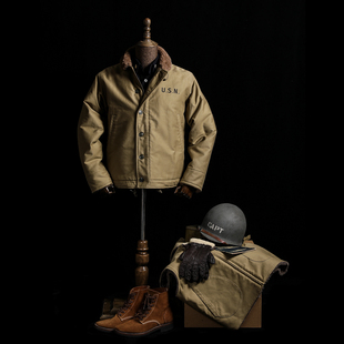 GIZEMO 2026实名复刻 二战羊驼毛卡其色N1 复古海军甲板服N-1夹克