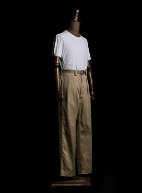 GIZEMO 50年代风格法国Chino长裤 经典复古休闲卡其裤美国长绒棉