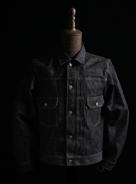 GIZEMO 日本冈山粉耳面料2代复古原牛丹宁夹克512 TYPE2牛仔外套