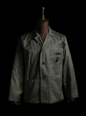 GIZEMO 二战USMC陆战队鱼骨纹P41夹克 阿美咔叽军事风 人字纹外套