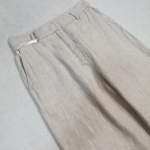 盒子家夏季 亚麻简约气质通勤显瘦慵懒风休闲长裤 斜纹女西装 直筒裤