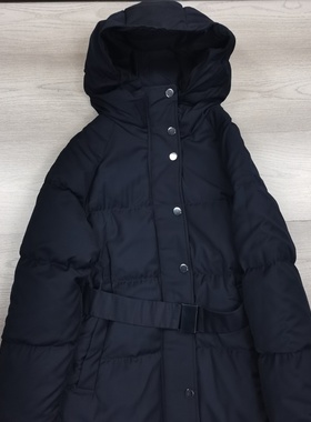 JI简冬季新款he系连帽鹅绒服女纯色轻奢长款保暖系带显瘦羽绒外套