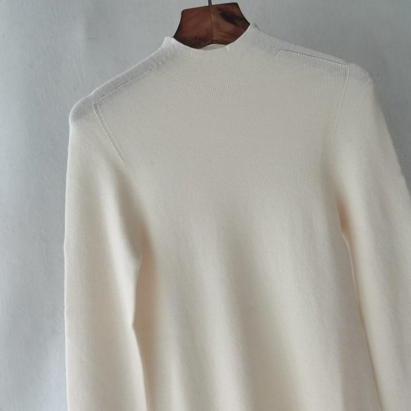 绵羊毛套头半高领无缝针织打底衫