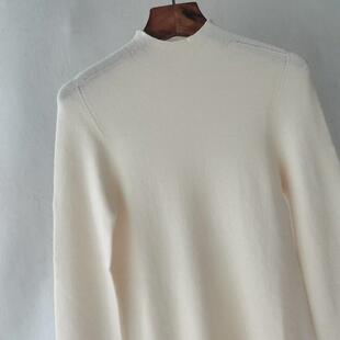 春季新款TH精纺羊毛针织衫女半高领无缝一体成型高ji感长袖打底衫