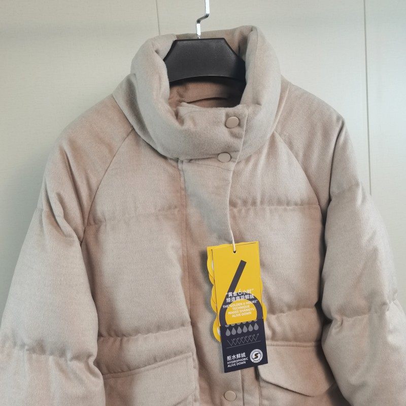 极简蚕丝骆驼绒混纺立领女外套