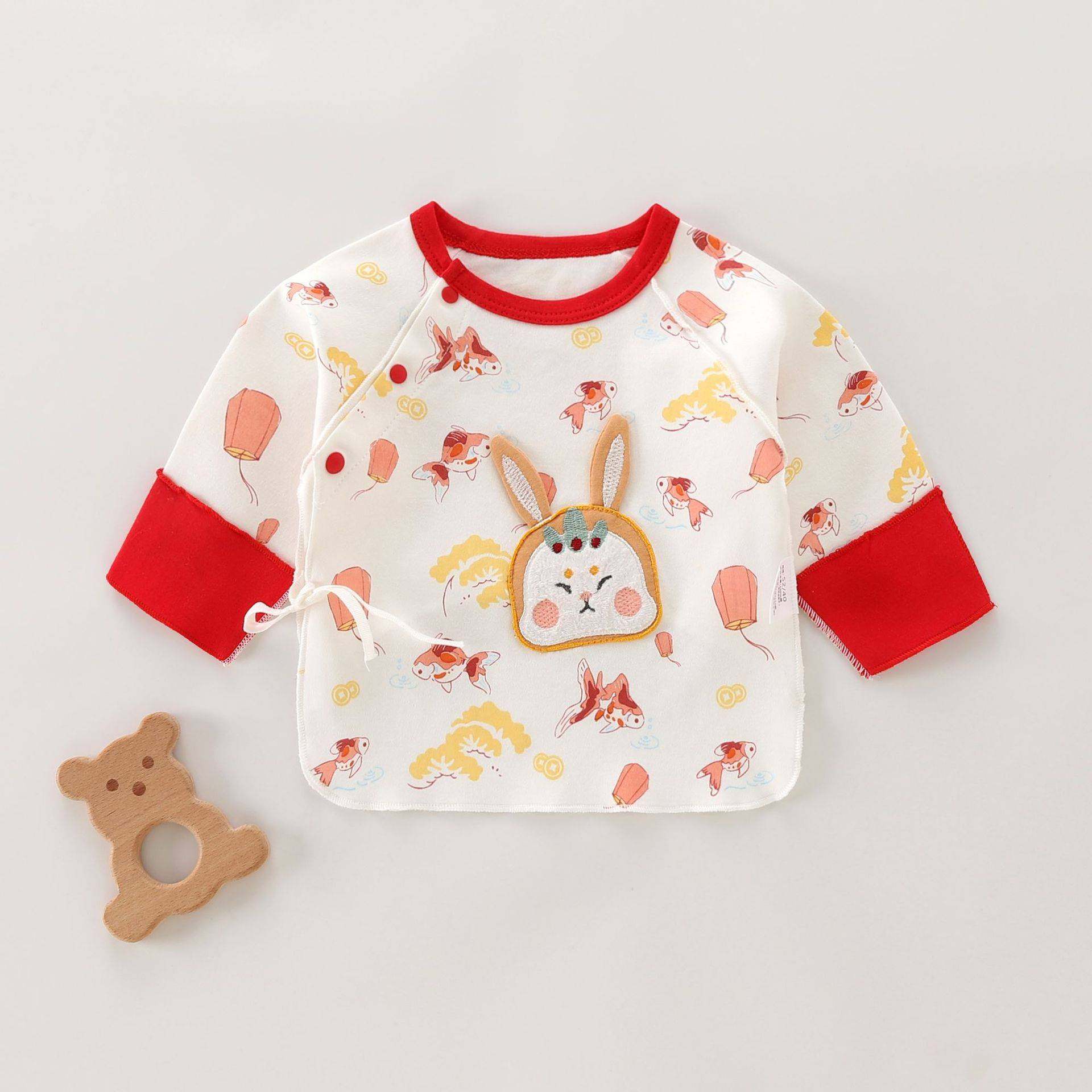 初生婴儿衣服宝宝纯棉上衣新生儿无骨和尚服春秋冬四季半背衣