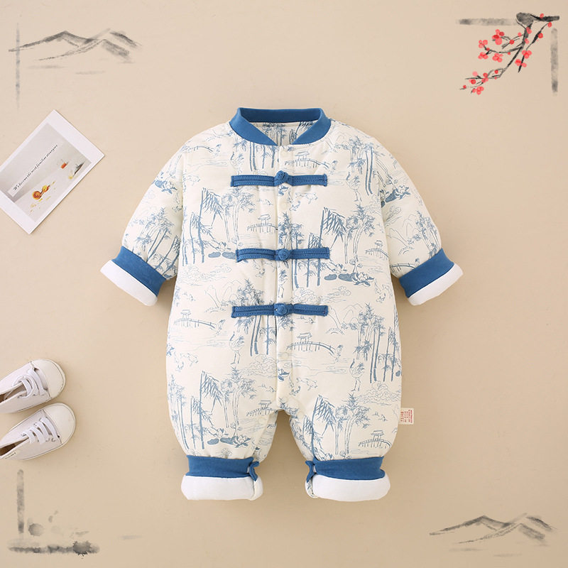 【小柒甄选】婴儿连体衣冬季a类纯棉国风汉元素新生儿宝宝衣服加,女装/女士精品,真丝上装,淘宝优惠券,粉丝福利购,淘宝优惠卷