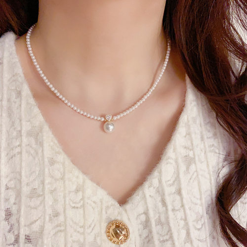 微镶锆石珍珠项链时尚轻奢小众