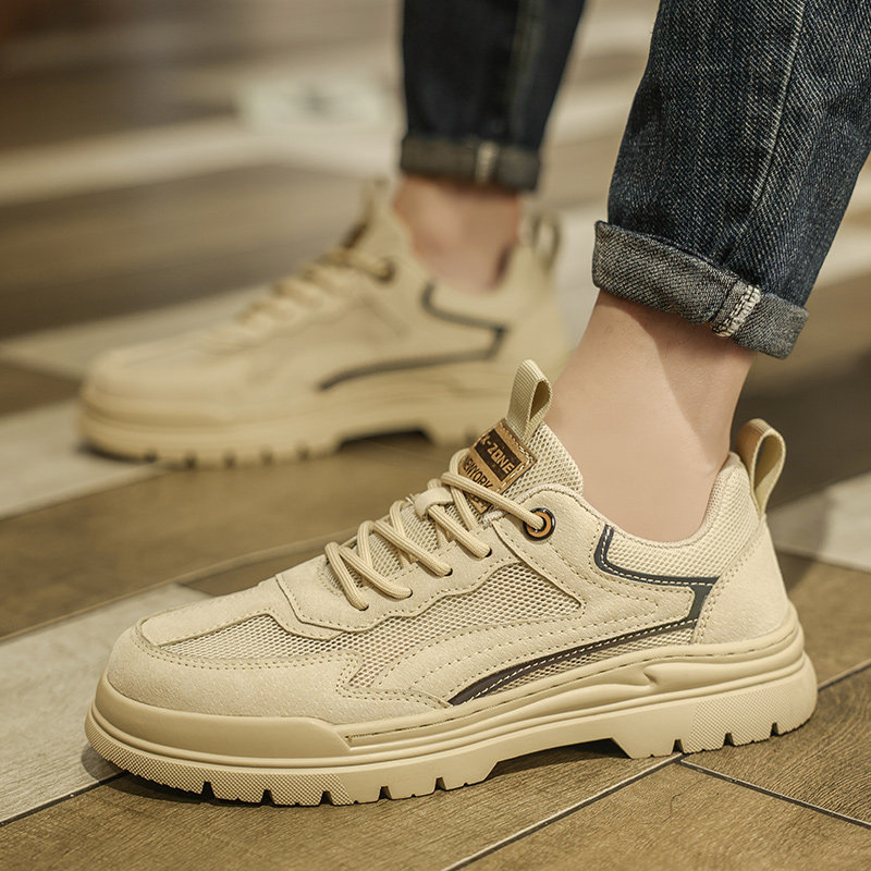 鳄鱼男鞋秋冬款2024新款透气网布鞋子百搭复古男士户外休闲工装鞋