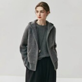 连帽拉链带兜开衫 高端760克厚款 宽松显瘦山羊绒针织外套女LP同款