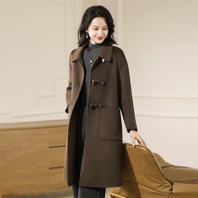 双面呢大衣女中长款牦牛绒中长款