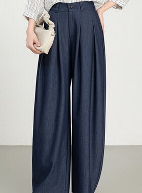 高级感灰色西装长裤女垂感裤子2025秋季新款显高显瘦直筒款阔腿裤