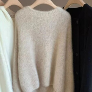 羊范温柔风秋冬新款100%纯羊毛衫软糯针织打底衫宽松显瘦内搭上衣