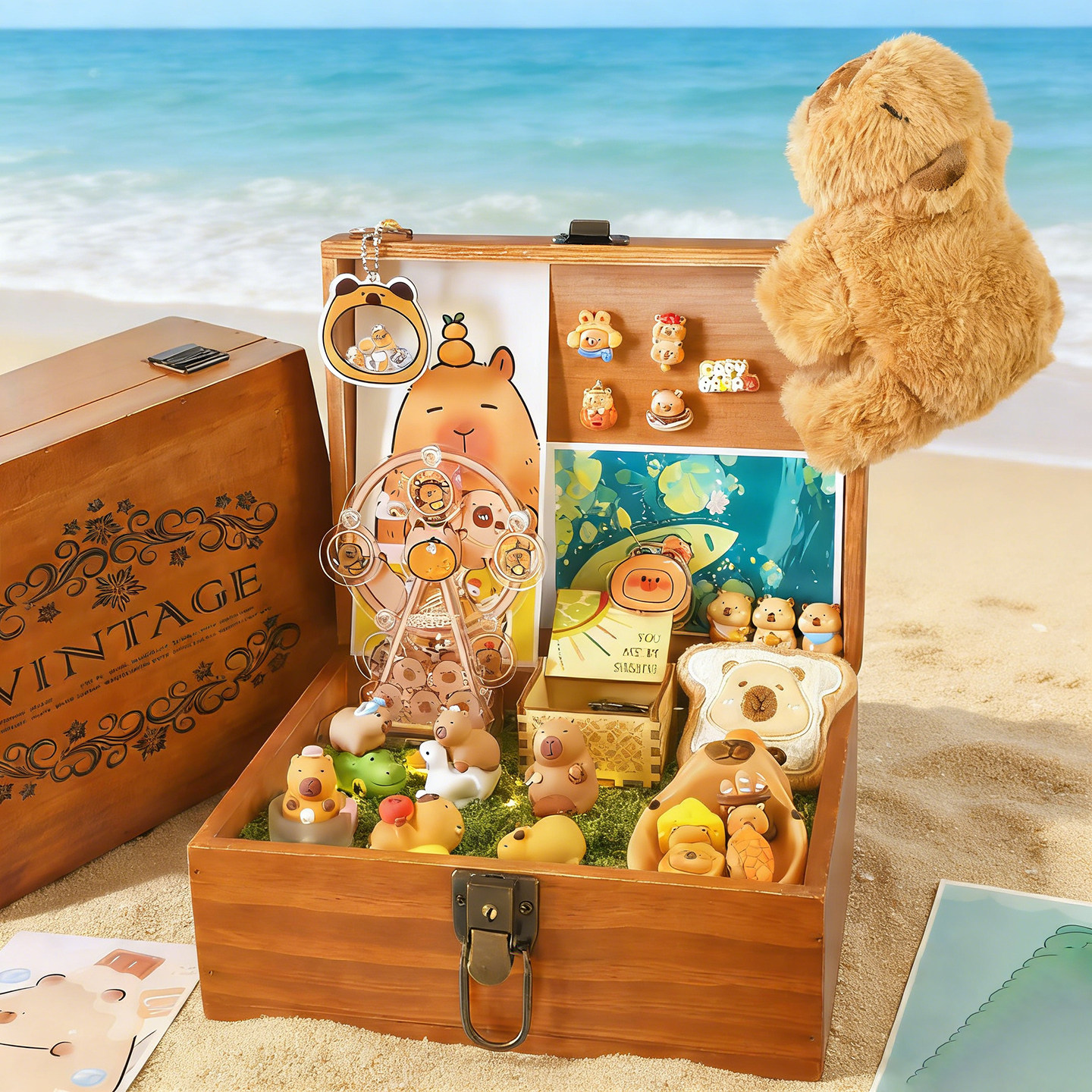 卡皮巴拉玩偶水豚送女生朋友同学节日生日礼物闺蜜八音盒卡通礼盒