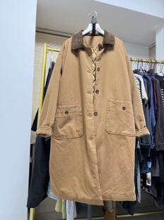 简约大气中长款宽松大码中性风直筒风衣款棉服棉衣女款