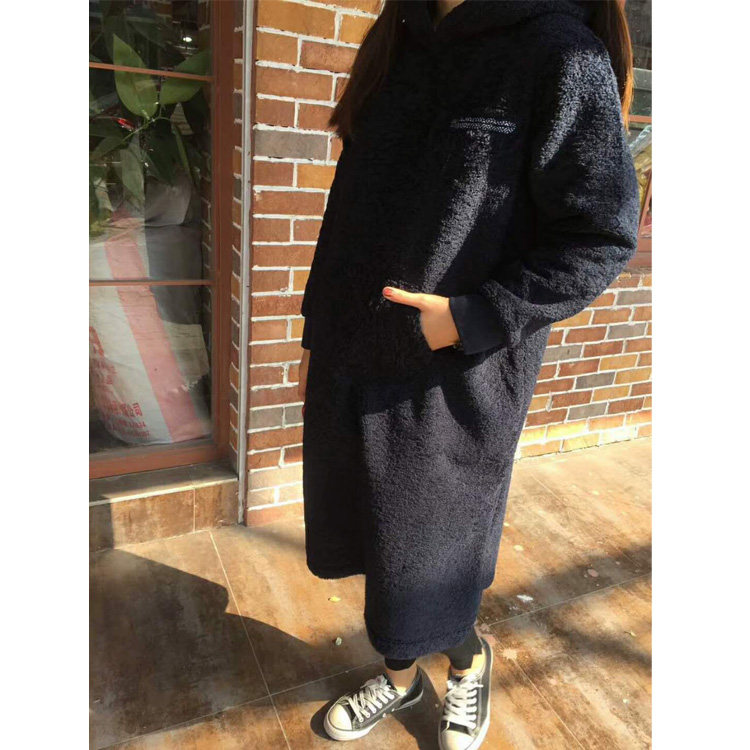 泰迪绒纯色日系宽松卫衣裙