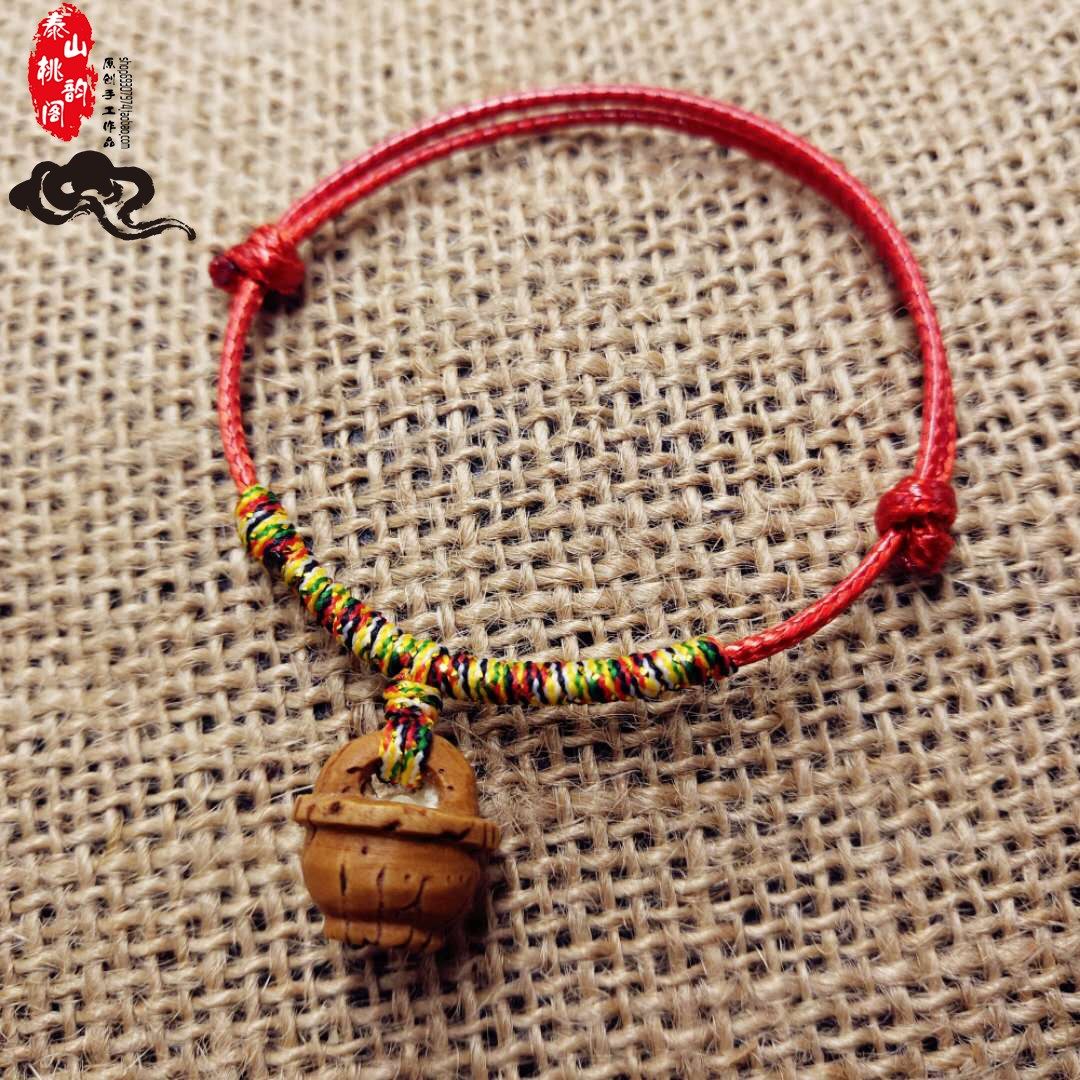 蜡绳桃篮桃核情侣红手绳男女本命年简约端午节五彩绳手链