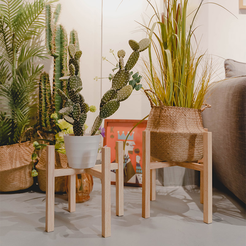 北欧实木落地花架简约阳台木质盆栽客厅地面盆景托室内原木小花架