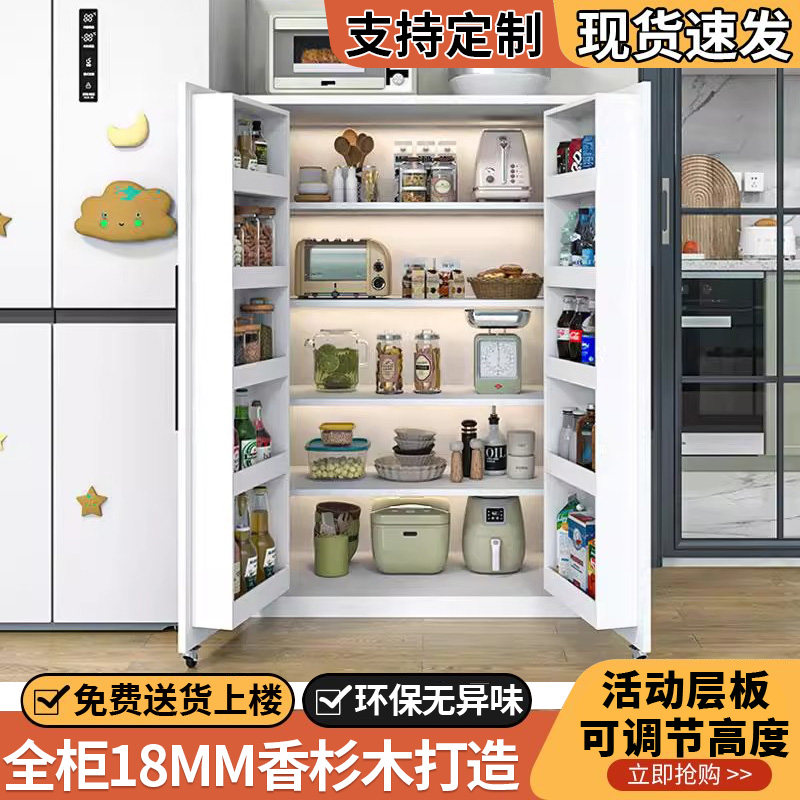 厨房冰箱门式收纳柜靠墙一体多功能微波炉储物柜客厅零食餐边柜子