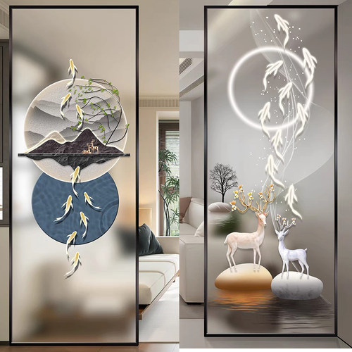 轻奢钢化艺术玻璃屏风