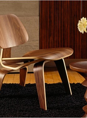 北欧设计师休闲座椅Eames LCW Chair伊姆斯实木弯板餐椅时尚创意