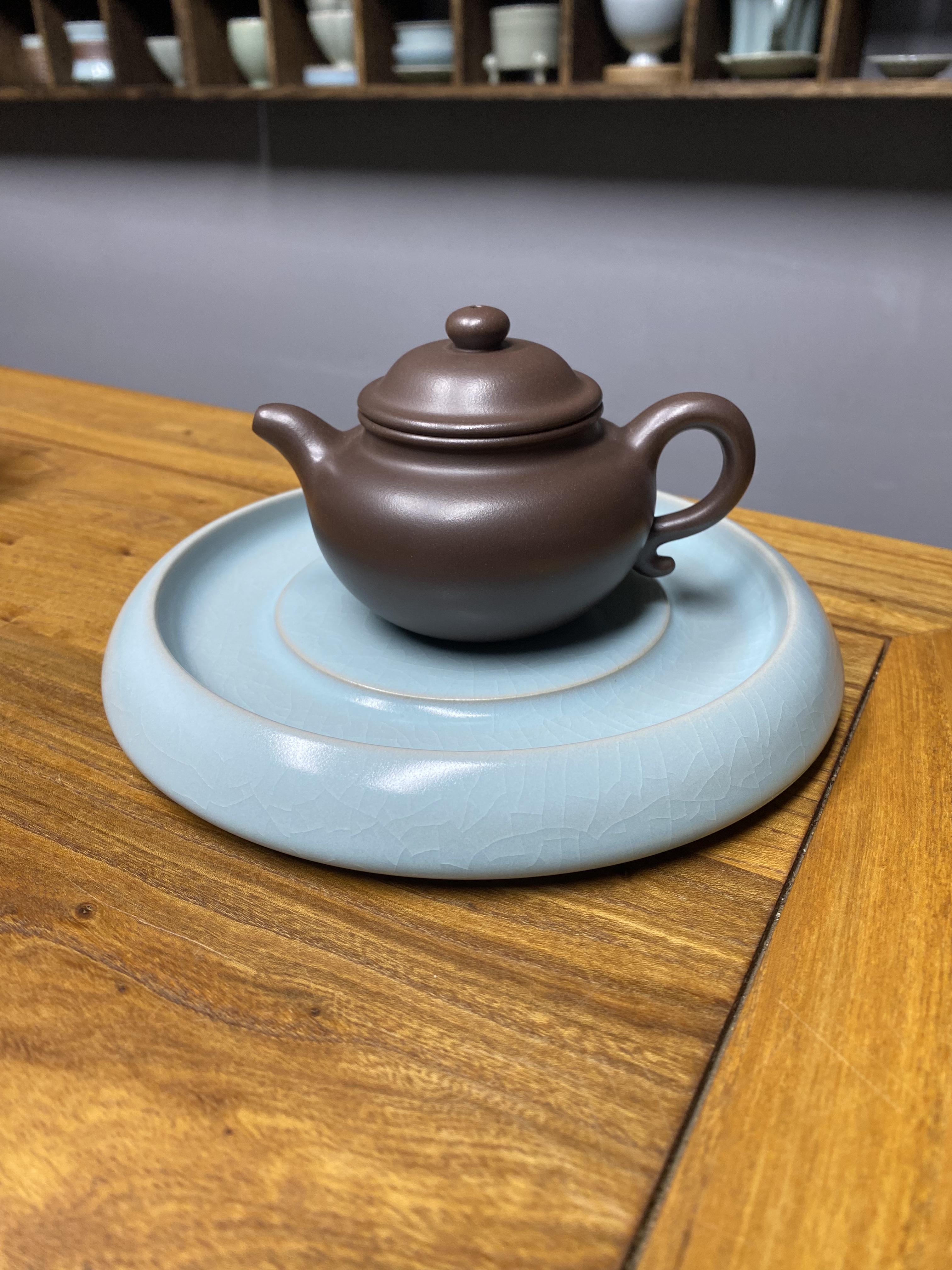 汝瓷仿古天青釉壶承干泡台养壶茶承壶托紫砂壶干泡盘功夫茶具配件